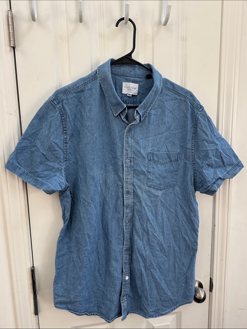 Five Four Light Blue Short-Sleeve Denim Button-Down Shirt